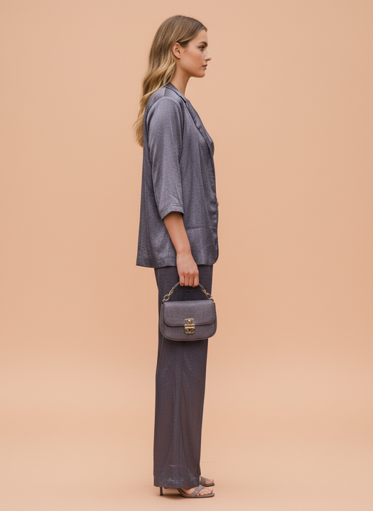 “Metallic Slate Grey 3-Piece Co-Ord Set”