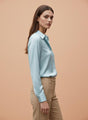 Light Cyan Regular Fit Summer Satin Shirt