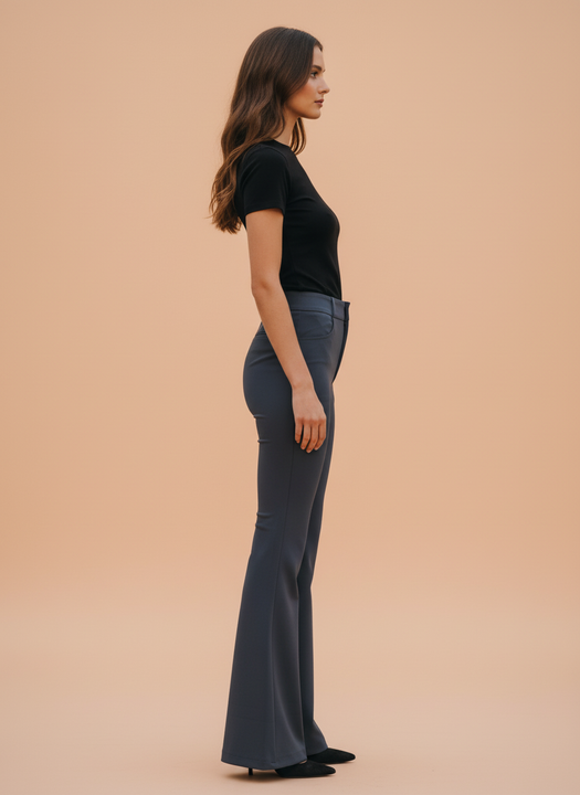 Dark Grey Flared Trousers for Women