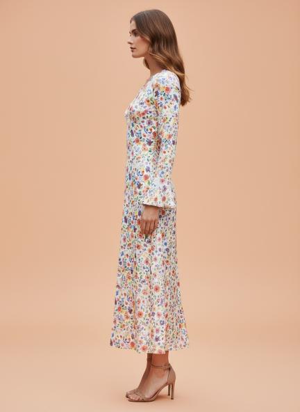 Premium Micro Digital Print  Maxi Dress With Slash Pocket