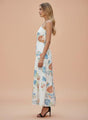 Premium Micro Digital Print  Flare Maxi Dress With Slash Pocket