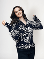 Women'S Premium Rayon Shirt With Navy Floral Print