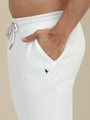 Mens White Cotton Fleece Winter Shorts