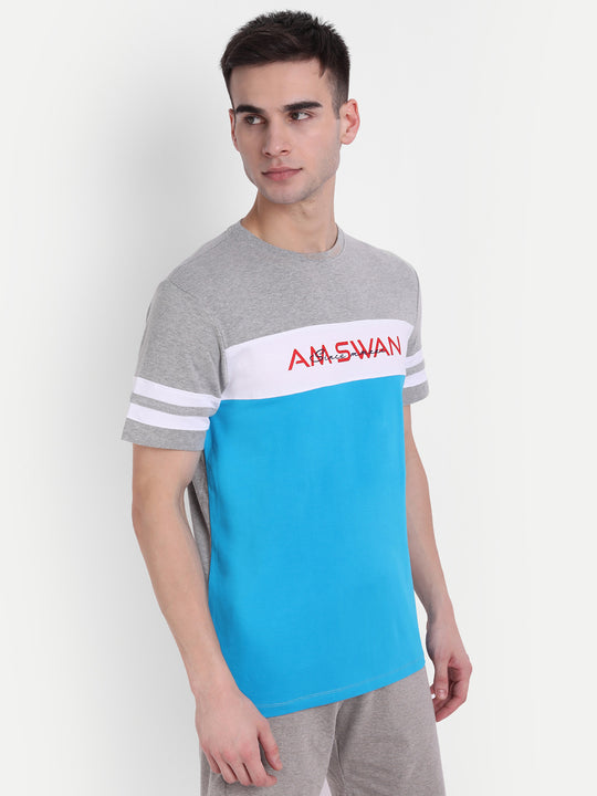 MENS COTTON RICH LYCRA GRAPHIC HALF SLEEVE CREW NECK T-SHIRTS