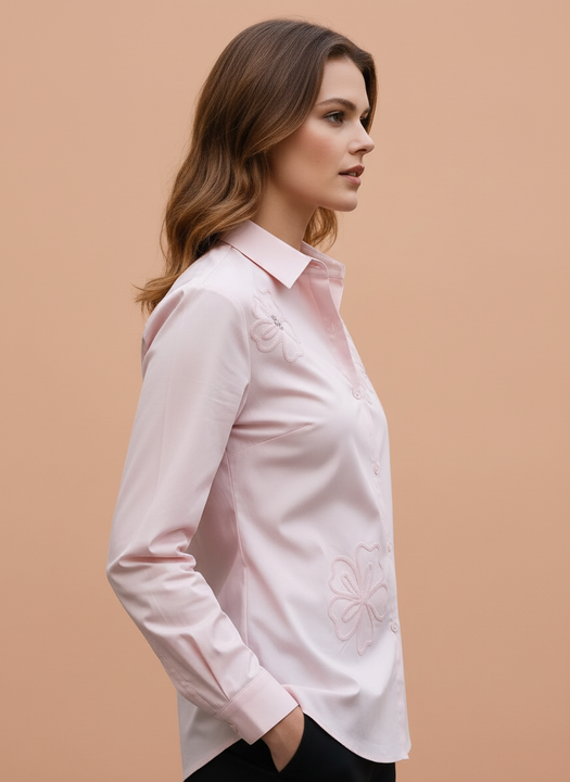 Elegant Pink Embroidered Formal Shirt for Women