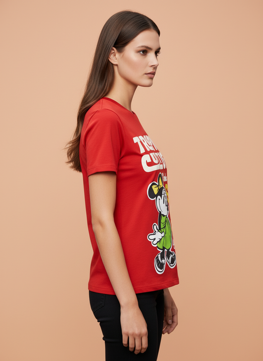 Red Tropical Minnie Mouse Oversized T-Shirt