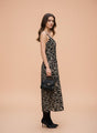Rayon Printed V Neck Shoulder Strap Maxi Dress