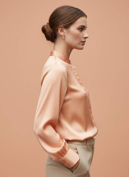 Summer Satin Crimson Orange Mandarin Collar Shirt