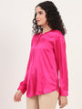 Summer Satin Magenta Front Pleated Tunic