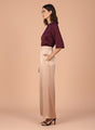 Satin Wide Leg Pants European Fabric  Rose Sand Glam Look