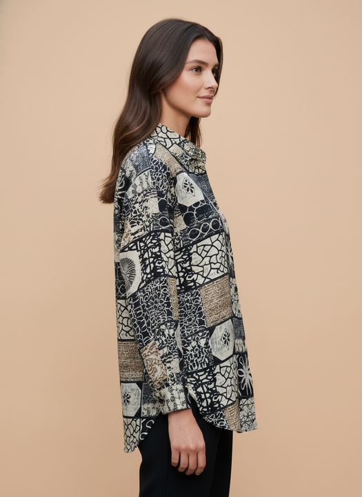 Patchwork Printed Women Shirt