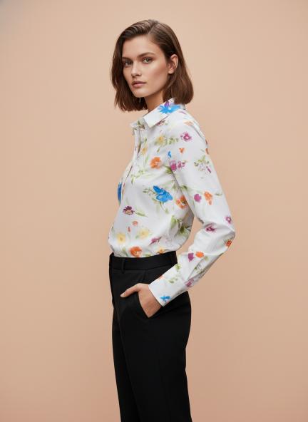 Premium Micro Multicolour Long Length Curved Hem Digital Print Shirt