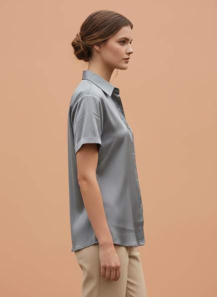 Short Sleeve European Satin Shirt