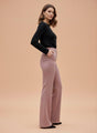 Banana Crepe Canyon Rose Flared Trouser Slash Pocket