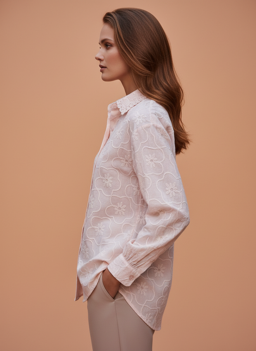 Light Pink Embroidered Women Shirt