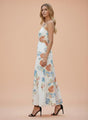 Premium Micro Digital Print  Flare Maxi Dress With Slash Pocket