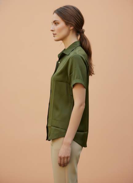 Short Sleeve European Satin Shirt