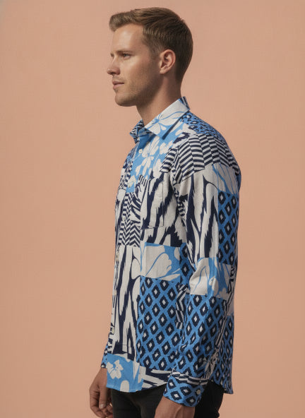 Men'S Premium Rayon Shirt With Tropical Print