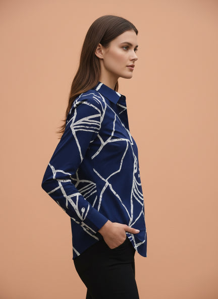 Women'S Premium Rayon Shirt With Abstract Print