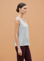 European Satin V Neck Sleeveless Top