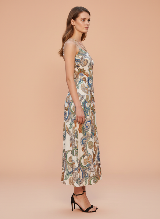 Elegant Paisley Print Midi Dress