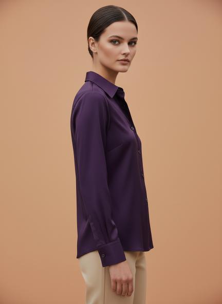 Tailored Fit European Satin Shirt With Pleated Placket