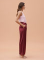 European Satin Flared Pleated Trouser