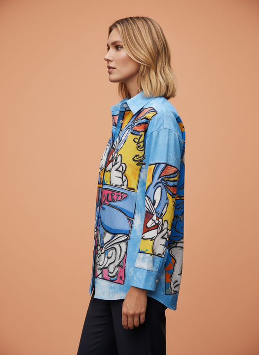 Premium Cartoon Print Statement Shirt for Women
