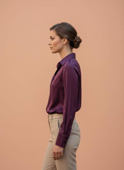 European Satin Spread Collar Shirt