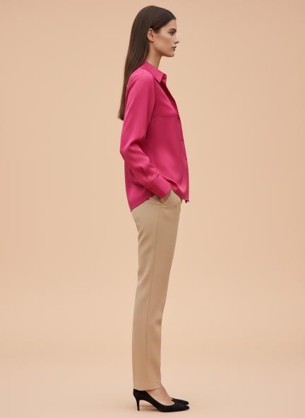 Magenta Regular Fit Summer Satin Shirt