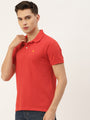 Premium Red Cotton Striped Half Sleeve Polo