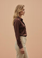 Chocolate Brown Regular Fit Summer Satin Shirt