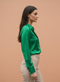 Shamrock Green Regular Fit Summer Satin Shirt