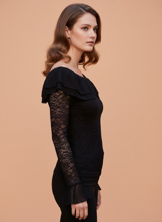 Women’s Black Off Shoulder Lace Top
