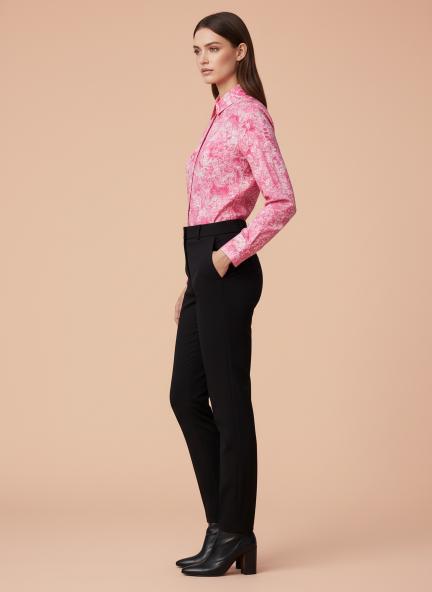 Premium Muslin Pink Long Length Curved Hem Digital Print Shirt