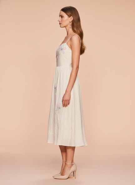 Elegant Floral Embroidered Midi Dress for Women