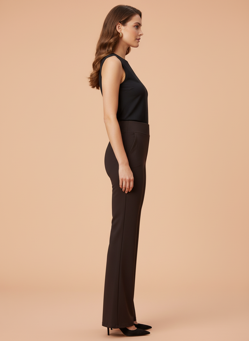 Dark Brown Flared Trousers for Women