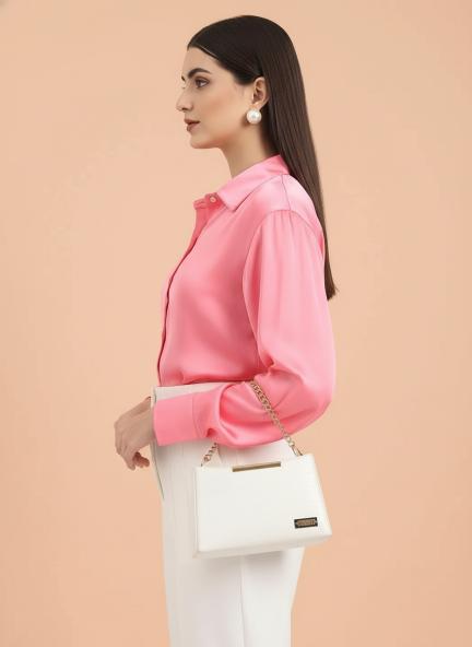 Bubblegum Pink Regular Fit Summer Satin Shirt