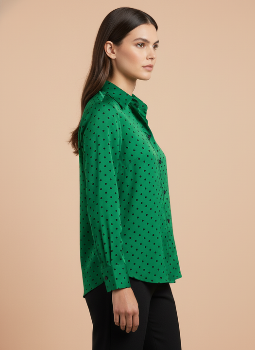 Green Polka Dot Shirt for Women