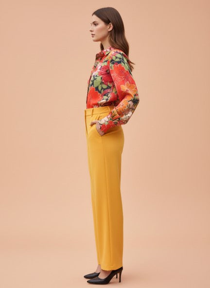 Banana Crepe Mango Straight Fit With Flap Pocket Trouser