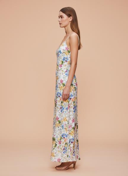 Premium Micro Digital Print  Shoulder Strap Bodycon Maxi Dress With Slash Pocket