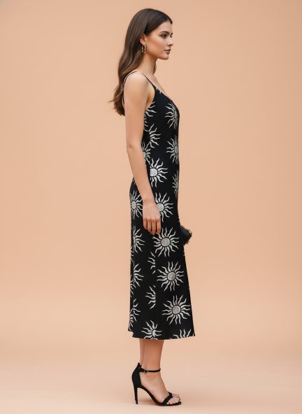 Rayon Printed Sleeveless Fit & Flare Maxi Dress