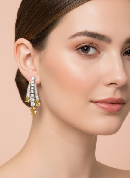 Luxury Gold-Tone Cubic Zirconia Necklace & Earrings Set