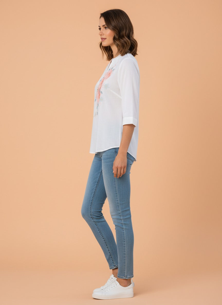 Floral Embroidered Women’s Casual Top