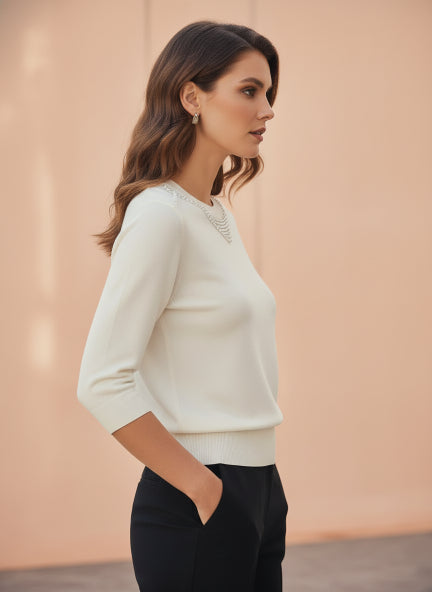 Elegant Ivory Knit Top