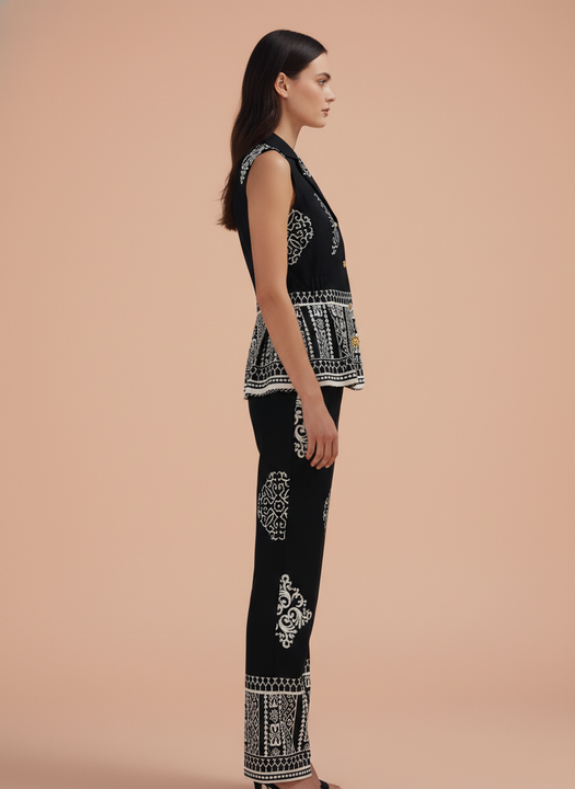 Elegant Black & White Embroidered Co-ord Set for Women