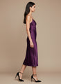 Satin Midi Dress Deep Plum Spaghetti Strap