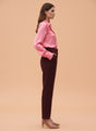 Banana Crepe Mahogany Skin Fit With Multi Pleated Trouser