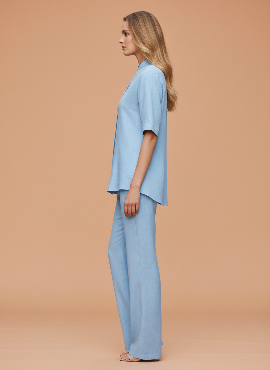 Sky Blue Embroidered Coord Set for Women