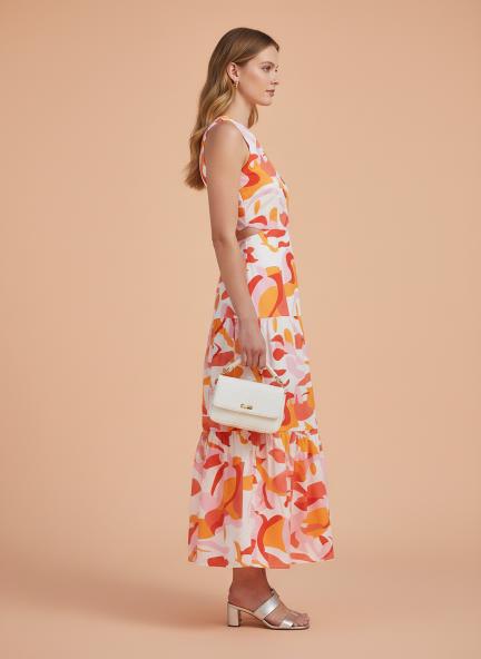 Premium Micro Digital Print  Flare Maxi Dress With Slash Pocket